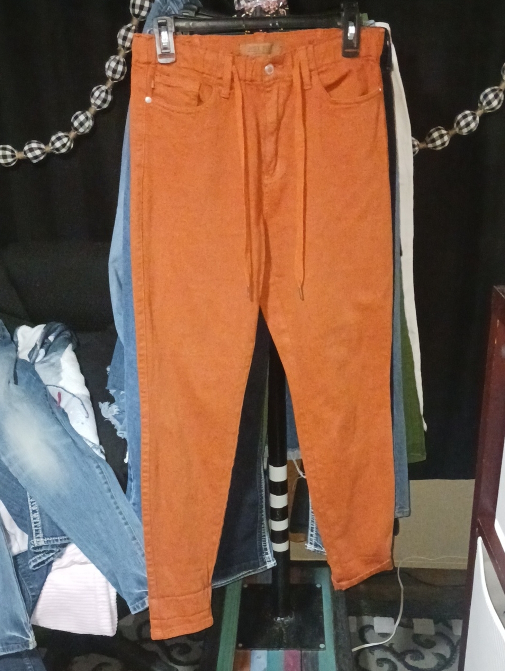 Judy Blue Burnt Orange Skinny Jeans with Drawstring